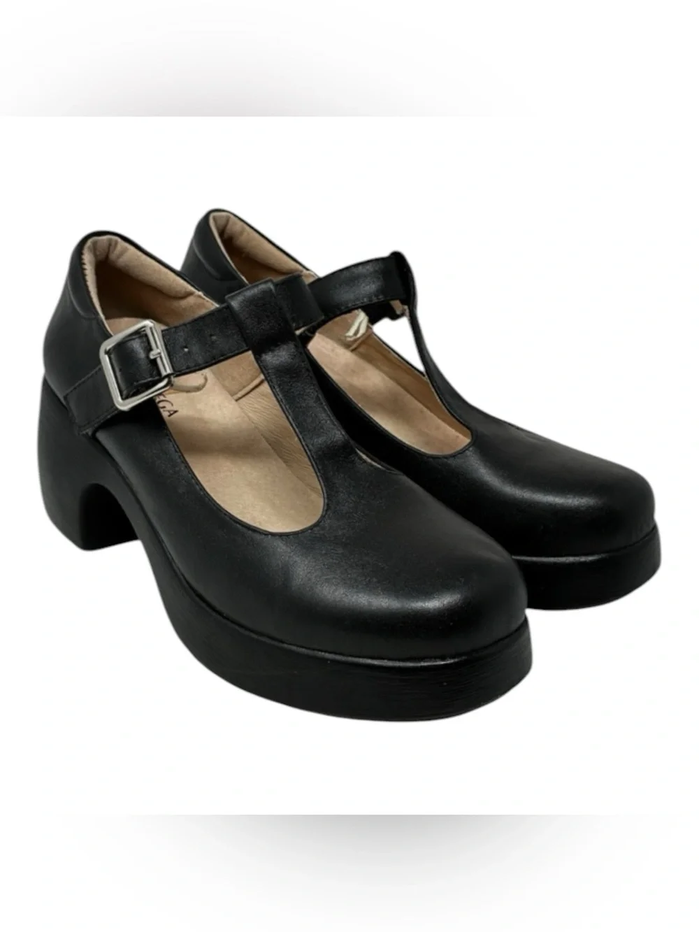 Jaro Vega Black T-Strap Platform Chunky Heel Mary Jane’s Size 7